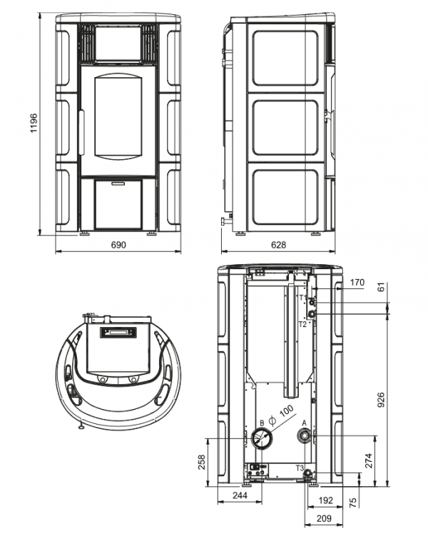 Piec na pellet La Nordica Extraflame ISIDE IDRO H15
