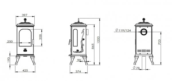 Piec wolnostojący Victoria 100 (drewno)
