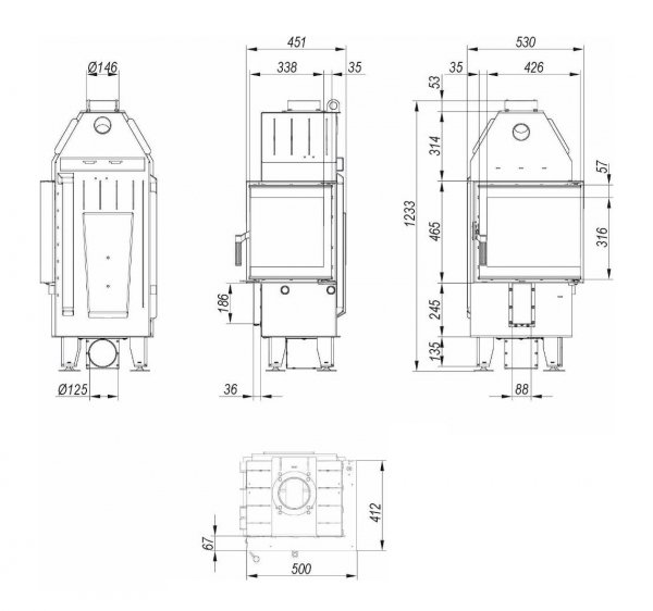 Wkład kominkowy DEFRO Intra XS BP MINI
