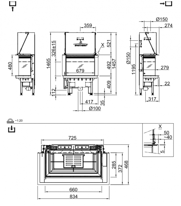 Wkład kominkowy SPARTHERM Lean 3RL-70h
