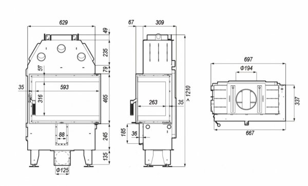 Wkład kominkowy DEFRO Intra SM BP SLIM 6 kW