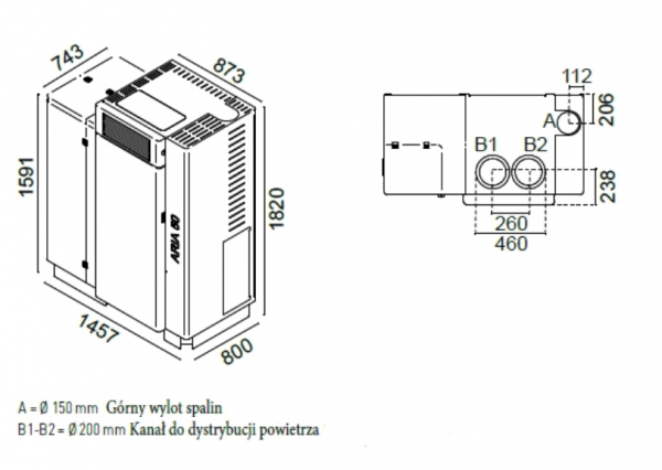 Piec na pellet ARIA 50 kW - nagrzewnica