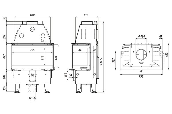 Wkład kominkowy DEFRO Intra SM C 10 kW