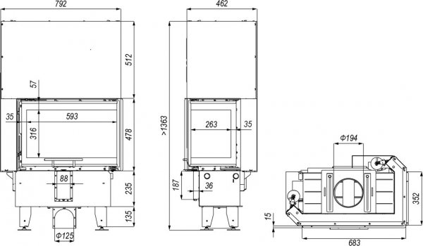 Wkład kominkowy DEFRO Intra SM BL Slim G 6 kW