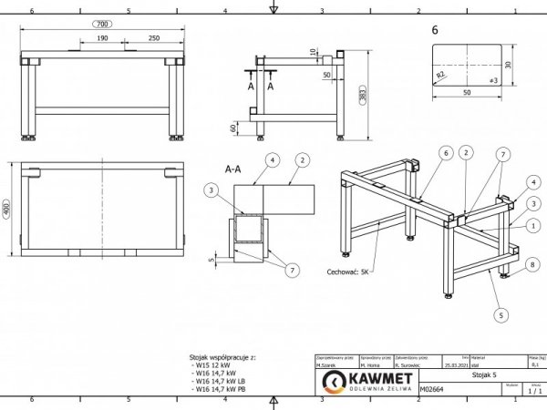 KAWMET stojak pod wkład W15, W16