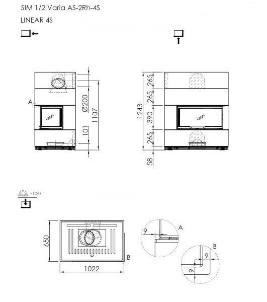 Kominek modułowy SIM VARIA AS-2Rh