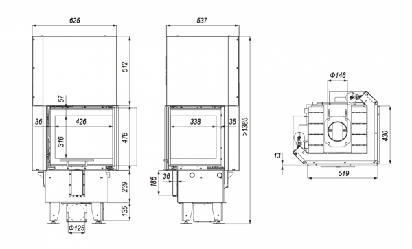 Wkład kominkowy DEFRO Intra XSM BP G MINI 8 kW