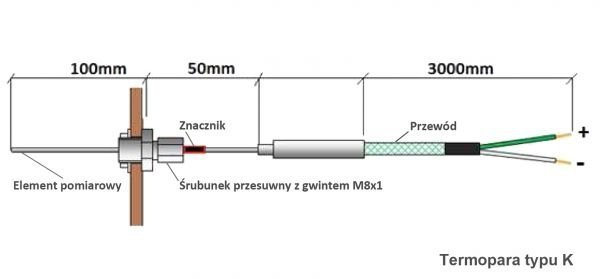 Czujnik do pomiaru temperatury spalin