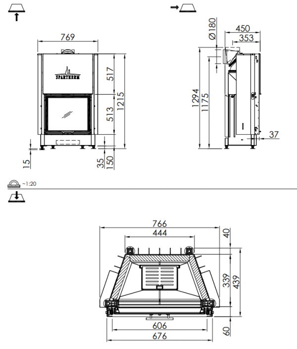 Wkład kominkowy SPARTHERM Mini Sh RLU