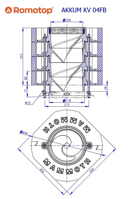 ROMOTOP Akumulacyjny zestaw górny Mammoth o średnicy 200 mm (AKKUM KV 04FB)