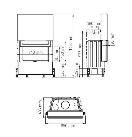 Wkład kominkowy KOBOK EKO VD 740/450 prosta szyba