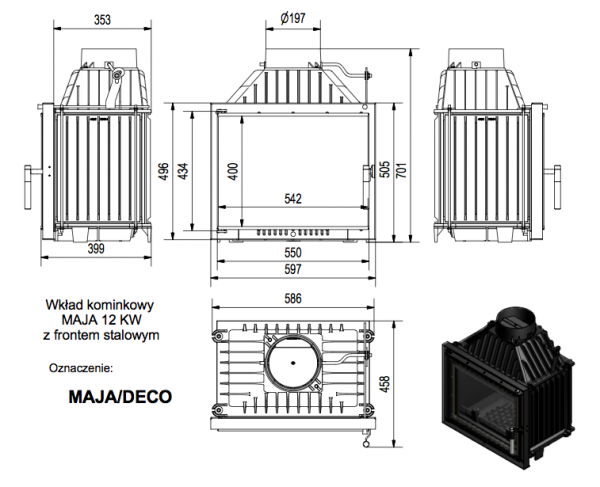 WKŁAD KOMINKOWY MAJA DECO 8 kW