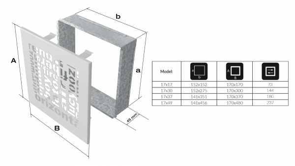 KRATKA kominkowa ABC  granitowa 17x37