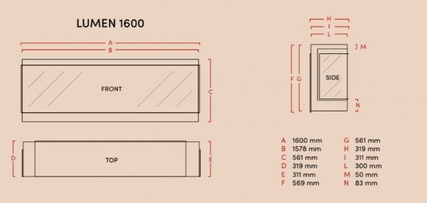 Kominek elektryczny LUMEN 1600 narożny