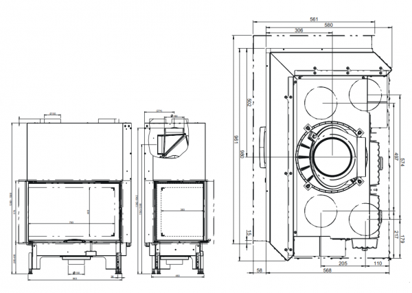 AUSTROFLAMM 89x49x57S /lewy