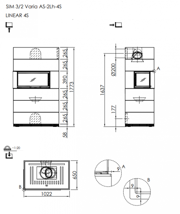Kominek modułowy SIM VARIA AS-2Lh