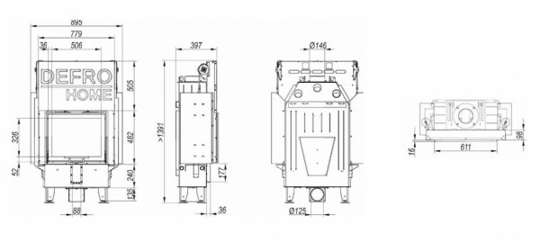 Wkład kominkowy DEFRO Intra SM SLIM G 6 kW