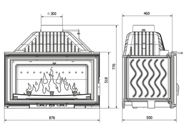KAWMET Wkład kominkowy żeliwny W16 (16,3 kW) ECO