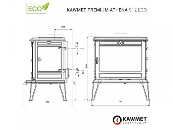 KAWMET Premium Piec ATHENA S12 ECO