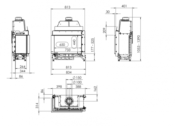 KOMINEK GAZOWY KALFIRE G65/44C