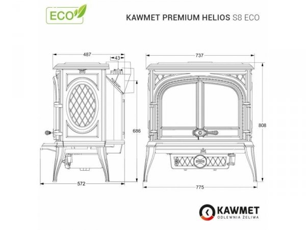 KAWMET Premium Piec HELIOS S8 ECO