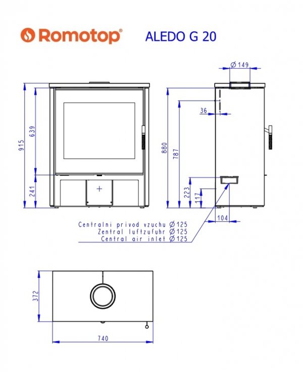 Piec wolnostojący ROMOTOP ALEDO 02 - kamień 