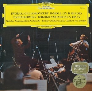 Dvořák / Tschaikowsky - Mstislav Rostropovitsch, Berliner Philharmoniker, Herbert von Karajan - Cellokonzert H-moll (In B Minor) / Rokoko-Variationen Op. 33 (LP)