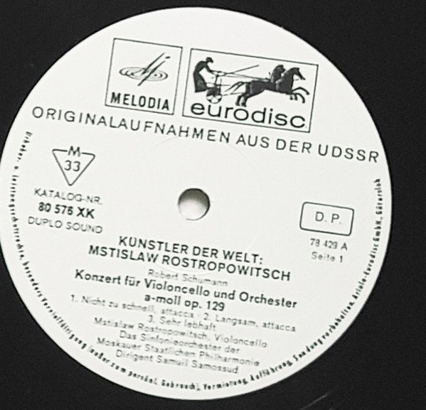 Mstislaw Rostropowitsch - Mstislaw Rostropowitsch Spielt Schumann, Prokofieff, Händel, Dvořák (2LP)