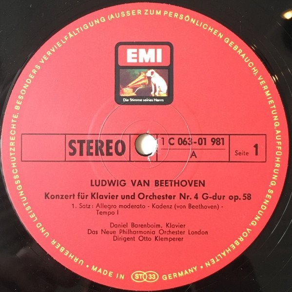 Ludwig van Beethoven, Daniel Barenboim - Otto Klemperer, The New Philharmonia Orchestra London - Klavierkonzert Nr. 4 G-dur (LP)