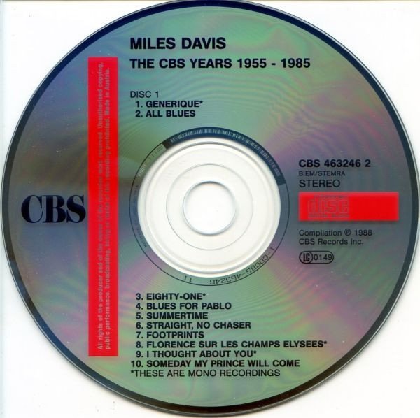 Miles Davis - The CBS Years 1955-1985 Vol.1 (Blues / Standars)  (CD)