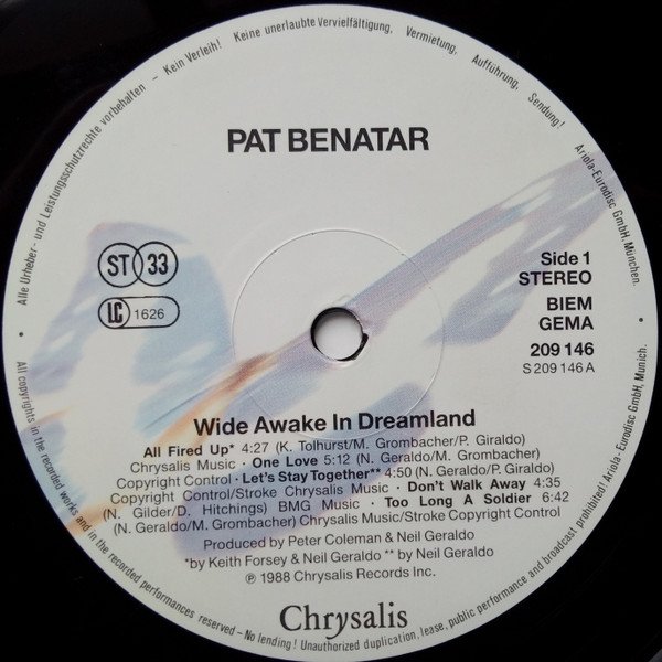 Pat Benatar - Wide Awake In Dreamland (LP)