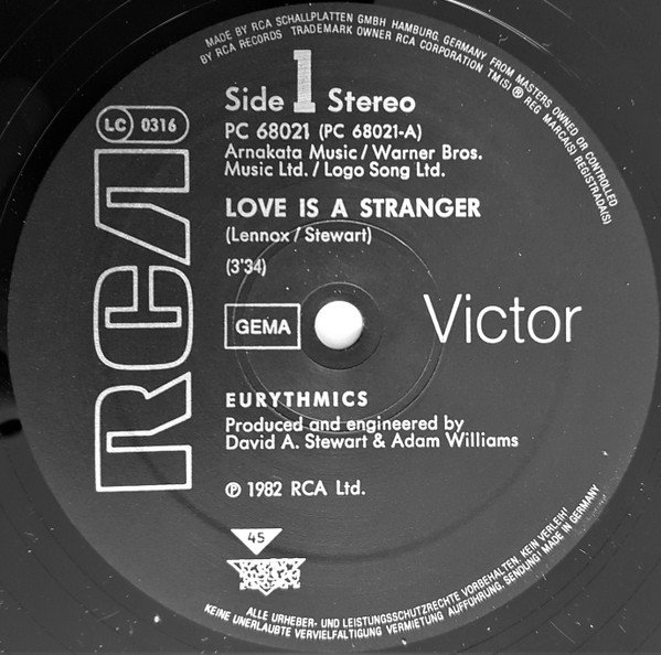 Eurythmics - Love Is A Stranger (12'')