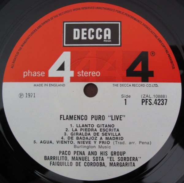 Paco Peña &amp; His Group - Flamenco Puro &quot;Live&quot; (LP)
