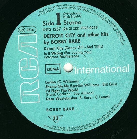 Bobby Bare - Detroit City (LP)