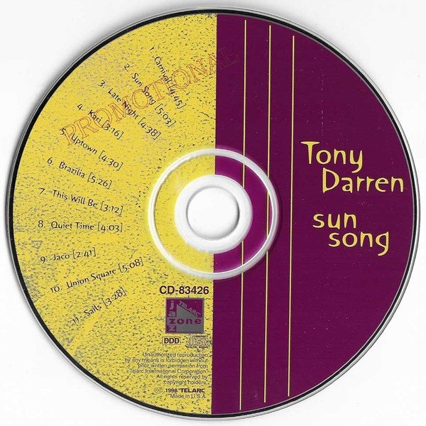 Tony Darren - Sun Song (CD)