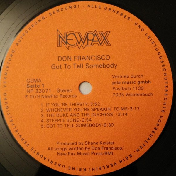 Don Francisco - Got To Tell Somebody (LP)