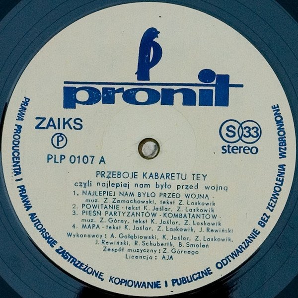 Kabaret &quot;Tey&quot; - Przeboje Kabaretu &quot;Tey&quot;, Czyli Najlepiej Nam Było Przed Wojną (2LP)