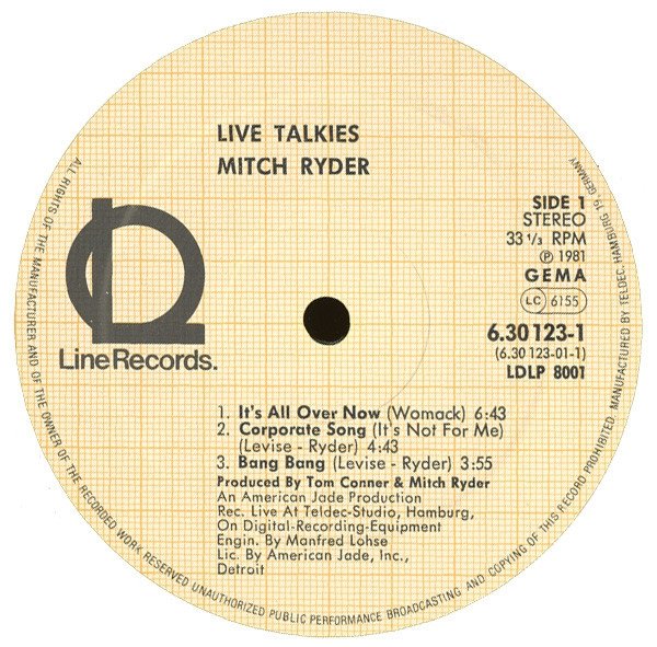 Mitch Ryder - Live Talkies (2LP+12'')