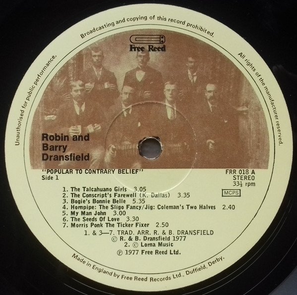 Robin And Barry Dransfield - Popular To Contrary Belief (LP)