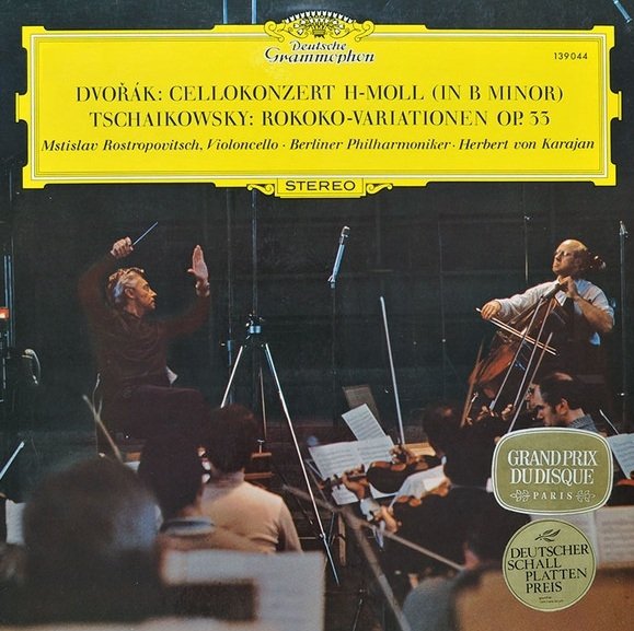 Dvořák / Tschaikowsky - Mstislav Rostropovitsch, Berliner Philharmoniker, Herbert von Karajan - Cellokonzert H-moll (In B Minor) / Rokoko-Variationen Op. 33 (LP)