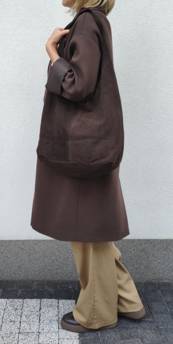 Zamszowy czekoladowy worek Vera Pelle