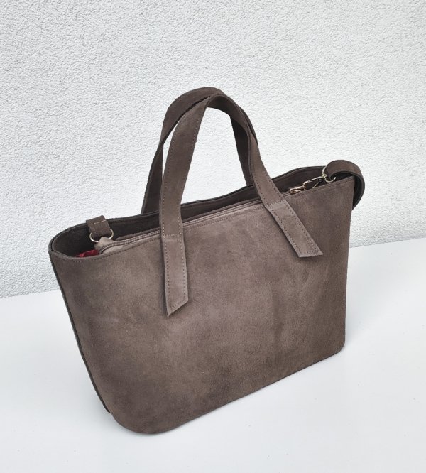 Klasyczna zamszowa torebka brązowa mocha mousse