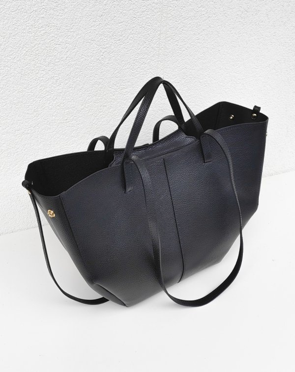 Torebka shopper Vera Pelle skóra naturalna czarna