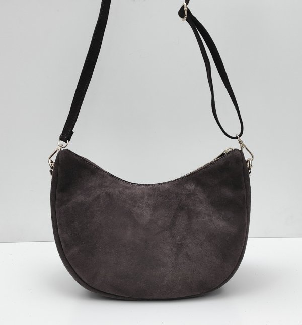 Zamszowa czekoladowa torebka worek listonoszka skóra naturalna vera pelle