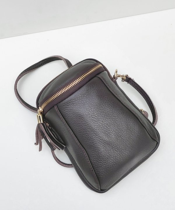 Listonoszka skóra naturalna rowerówka brązowa czekoladowa