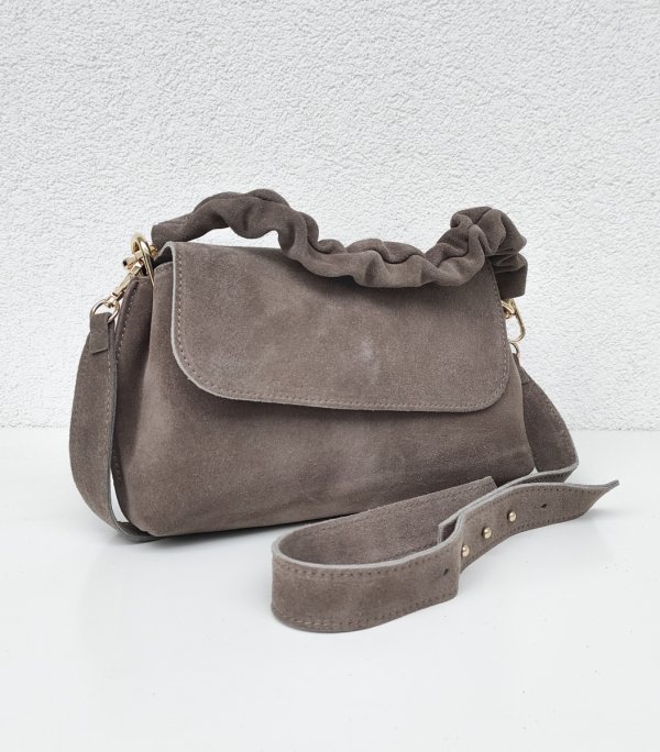 Torebka Listonoszka torebka zamszowa beżowa taupe