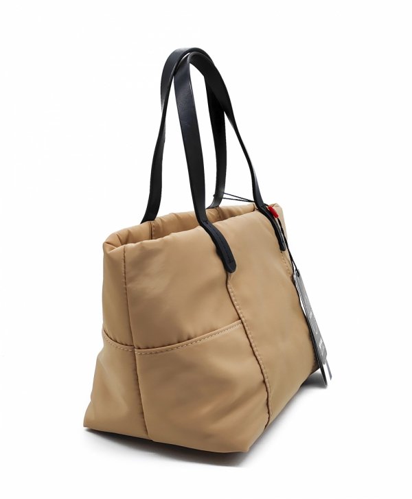 Torebka crossbody kuferek listonoszka na taśmowym pasku beżowa Monnari