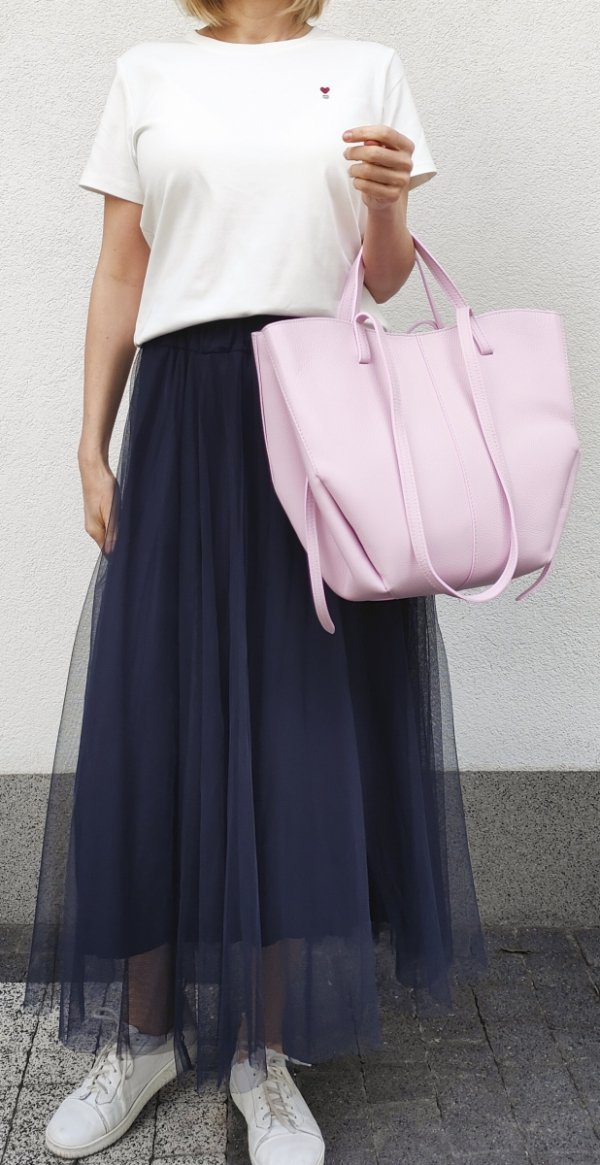 Torebka shopper skóra naturalna różowa