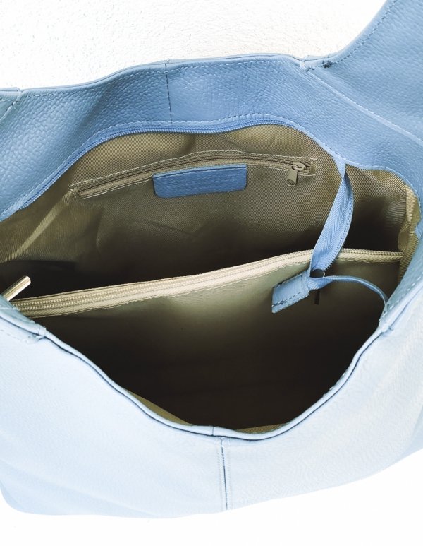 Niebieski worek z naturalnej skóry