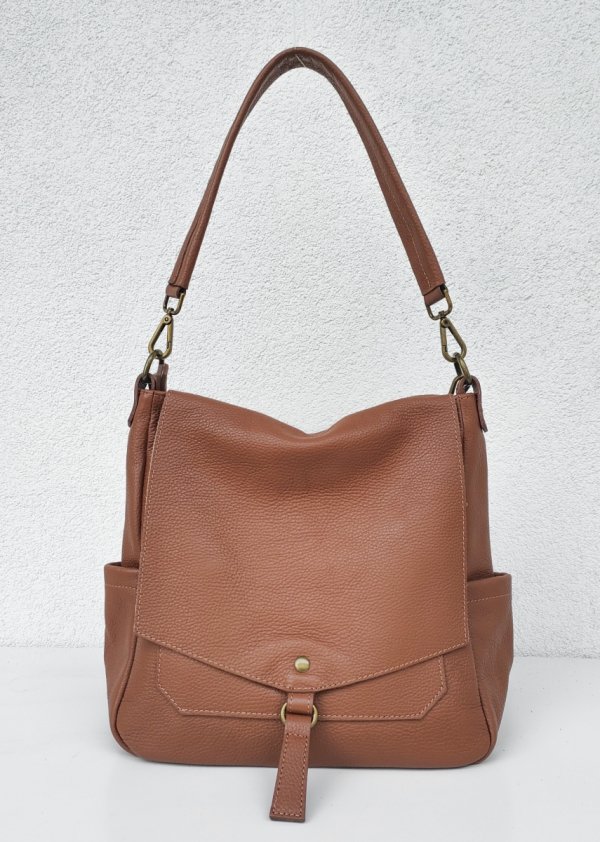 Torebka worek listonoszka ruda cynamonowa Vera Pelle